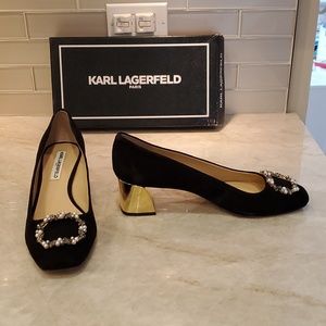 Karl Lagerfeld Hadley black suede pumps sz 10 medium